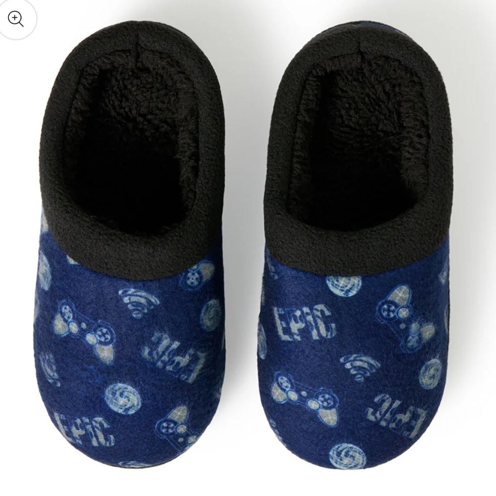 Cuddl Duds Boys Printed Epic Gamer Fleece Clog Slipper NEW M (3-4)